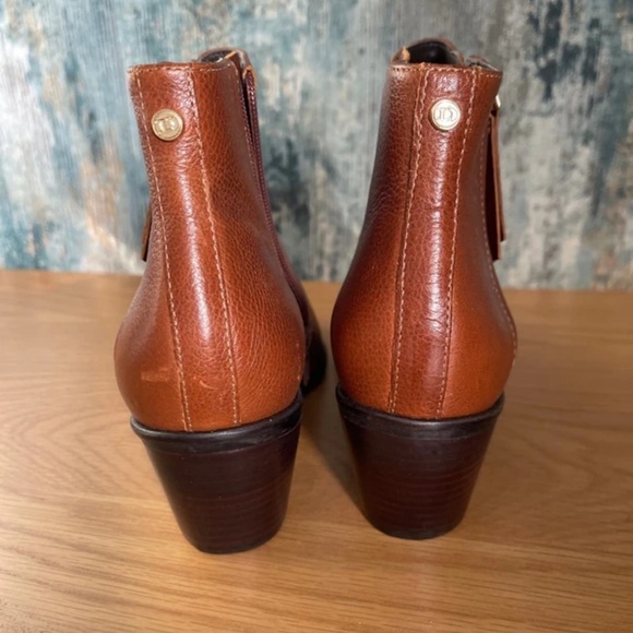 Women's Brown Leather Ankle Booties with Side Zip - Picture 4 of 5